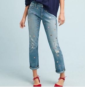 Pilco and the Letterpress Metallic Dot Distressed Boyfriend Jeans